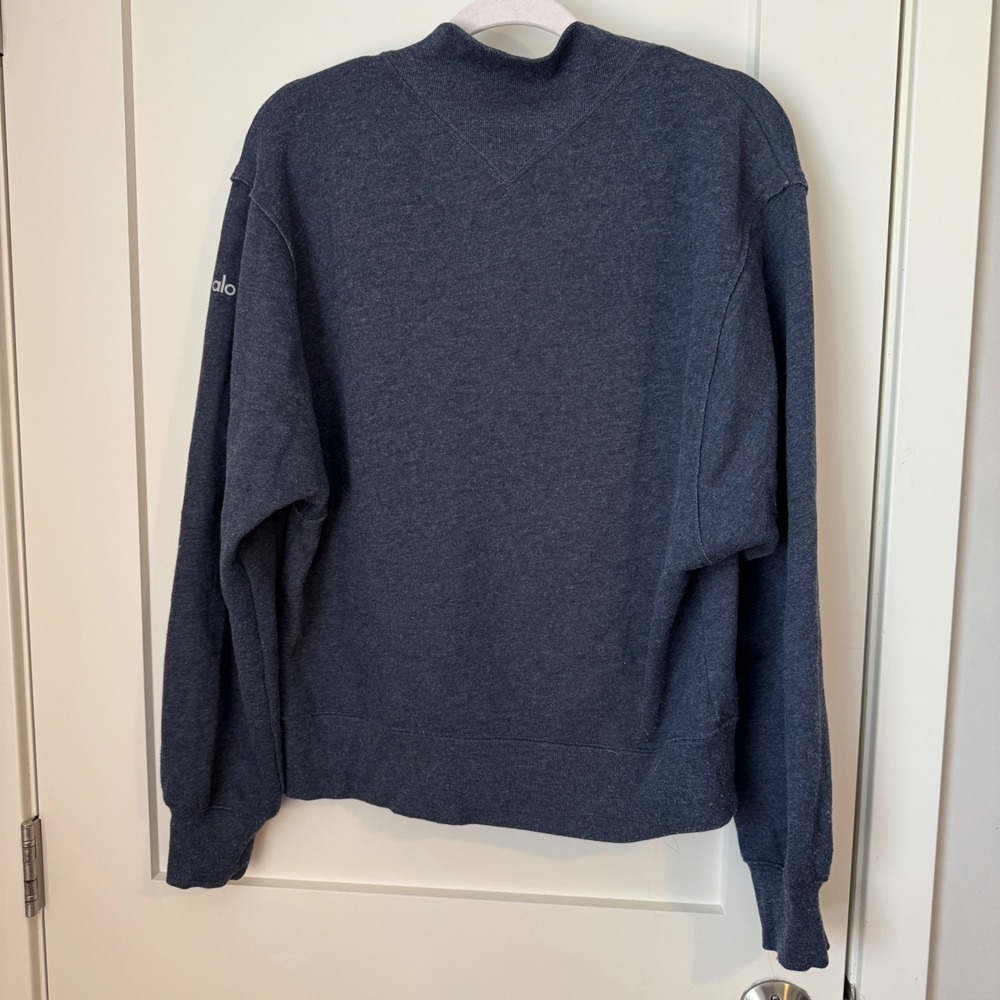 Alo Yoga Crew Neck Pullover Sweatshirt Heather Navy Blue Womens Small - Picture 4 of 4